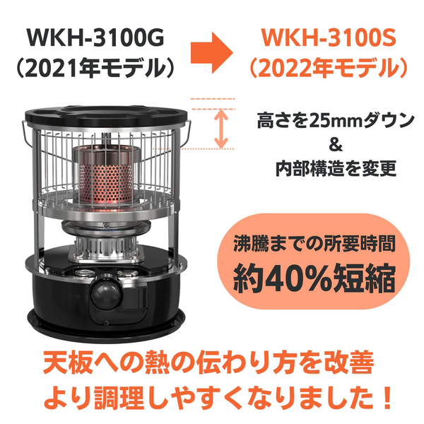 PASECO(パセコ) 対流形石油ストーブ WKH-3100S (2022年モデル) ブラック